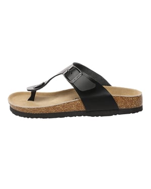 EVER AU Damen Flamingo Leder Zehenstegsandalen - Schwarzes Leder