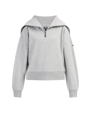 Dreimaster Oversize Troyer-Sweater Damen Hellgrau Melange