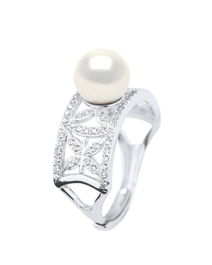 Ringschmuck - Echte Süßwasser-Zuchtperle, rund 8-9 mm
