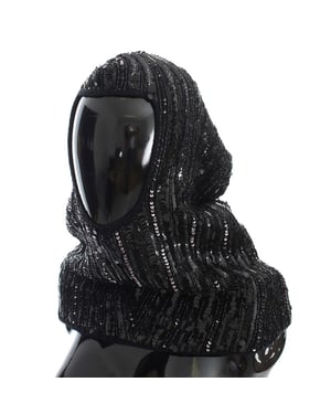 Dolce & Gabbana Women's Black Knitted Sequin Hood Scarf Hat Hat (écharpe à sequins)