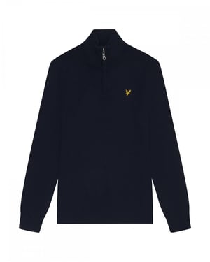 Lyle & Scott � Pullover aus Baumwollmerinowolle mit 1/4-Rei�verschluss, Marineblau