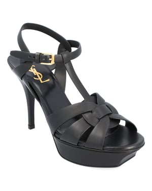 Saint Laurent Tribute Plattform-Sandalen Schwarz