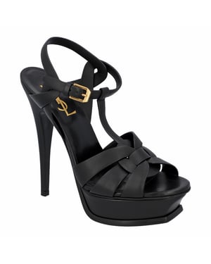 Saint Laurent Tribute Plattform Sandalen Schwarz