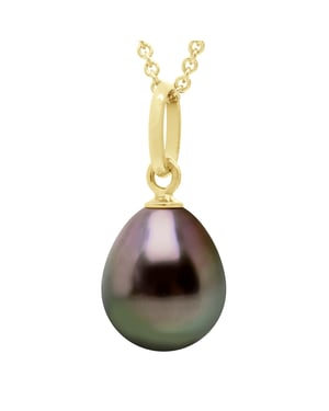 Anhänger Gelenkfaden Gelbgold 750 und echte Tahiti-Zuchtperle Birne 8-9 mm