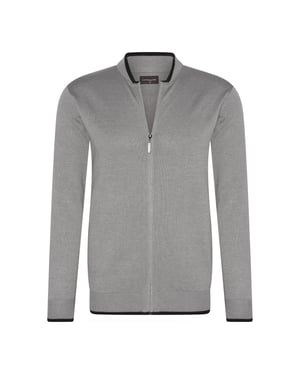 Cappuccino Italia Full Zip Strickjacke für Herren. Die Full Zip Strickjacke besteht zu 100 % aus Baumwolle und Acryl und hat einen klassischen Schnitt.
