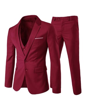 3-teiliger Anzug mit Revers Rot