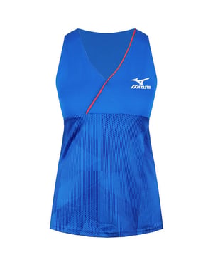 Mizuno – Bedrucktes blaues Tanktop für Damen