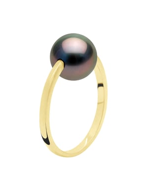 Armreifring – Gelbgold – echte Tahiti-Zuchtperle, rund, 8–9 mm