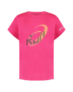Rosa T-Shirt für Kinder mit Asics-Logo