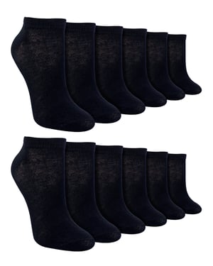 12 Paar Kinder Trainer Socken | Anti Blister Knöchel weiß Bambus Socken für Jungen - schwarz