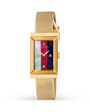 Gucci YA147410 G-Frame 34mm Gelbgold Damenuhr