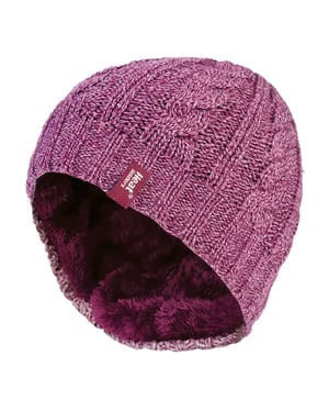 Thermische Fleece-gefütterte Damen-Wintermütze mit Zopfmuster