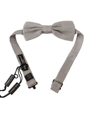 Dolce & Gabbana Herren Silber Grau 100% Seide Verstellbare Hals Papillon Fliege