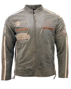 Leder-Racing-Biker-Motorradjacke mit Reißverschluss