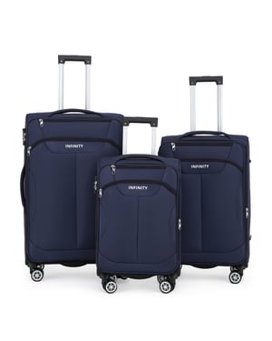 Blauer Weichschalenkoffer mit 8 Rollen, Gepäckset, Reisegepäck, TSA, leichtes Handgepäck, Kabinentasche
