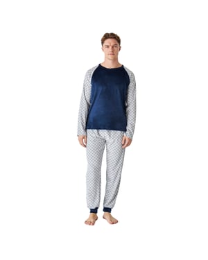Herren-Winterpyjama aus Samt mit langen Ärmeln JJBEP5301