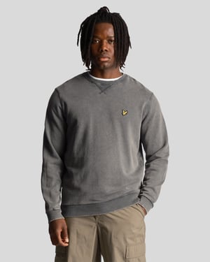 Lyle & Scott – Verwaschenes Sweatshirt mit Rundhalsausschnitt in Schwarz