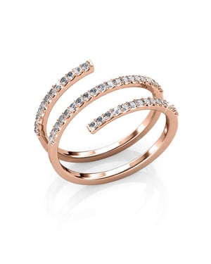 Spiralförmiger Ring - Roségold und Kristall