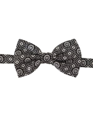 Dolce & Gabbana Schwarz-weiße 100% Seide Verstellbarer Hals Papillon Herrenfliege