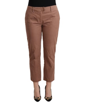 Costume National Damen Braune Baumwoll-Hosen mit schmalem Schnitt