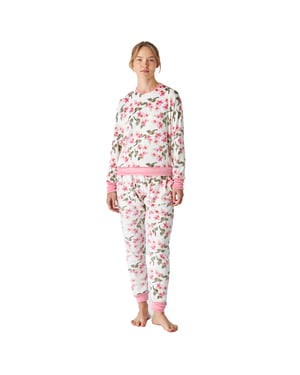 Damen-Winterpyjama aus Samt mit langen Ärmeln JJB4