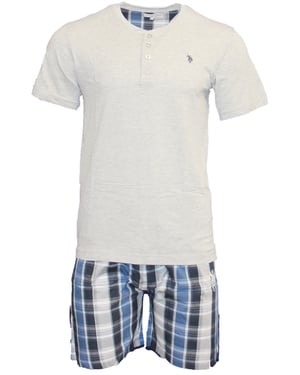 US Polo Assn Kurzarm-Pyjama für Herren in Blau/Anthrazit