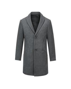 Herren Lang Slim Fit Winter Warm Business Wollmantel Grau