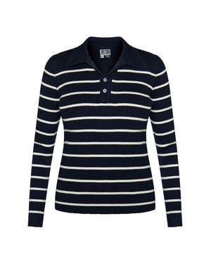 Dreimaster Strickpullover Damen Marine Wollweiss