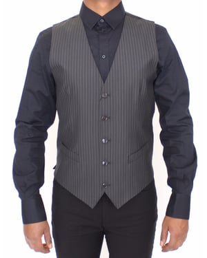 Dolce & Gabbana - Gilet en laine et soie rayé - Gris
