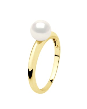 Armreifring – Gelbgold – echte Süßwasser-Zuchtperle, rund 6–7 mm