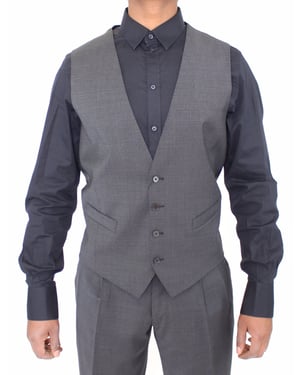 Dolce & Gabbana - Gilet en laine rayé gris pour hommes