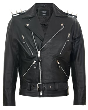 Brando Schwarze „Ghostrider“ Bikerjacke aus Leder mit Spikes