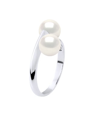 Ring You & Me – 2 echte Süßwasser-Zuchtperlen rund 6–7 mm – Qualität AAA
