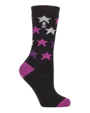 Heat Holders Lite - Womens isoliert thermische Socken | Mehrere Designs einschließlich Argyle Streifen Herzen Sterne | Warme Socken für den Winter - Schwarz (Nice)