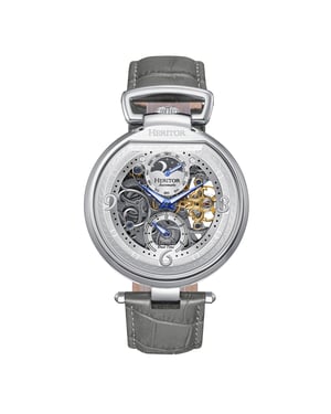 Heritor Automatische Lincoln-Skelettuhr mit Lederarmband und Mondphase