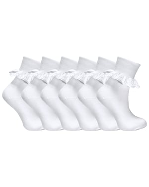 6 Pack Baby Mädchen Rüschen Spitzen Socken | Socken Snob | Baumwolle Fancy Socken für Kleinkind - Rosa