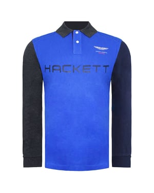 Hackett Aston Martin Racing Panel Mens Blue Polo Shirt