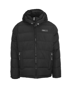 Plein Sport Patches-Logo gepolsterte schwarze Jacke