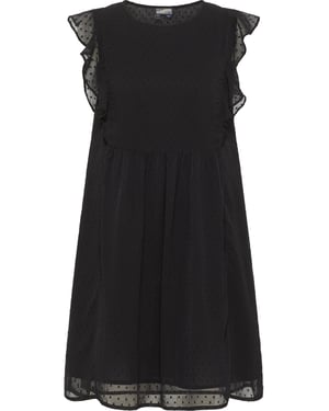Dreimaster Midikleid mit Rüschen Damen SCHWARZ