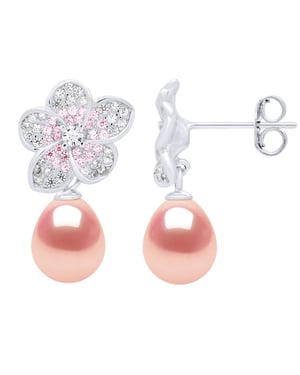 Ohrringe - Schmuck Silber - Echte Süßwasser-Zuchtperlen Birne 9-10 mm