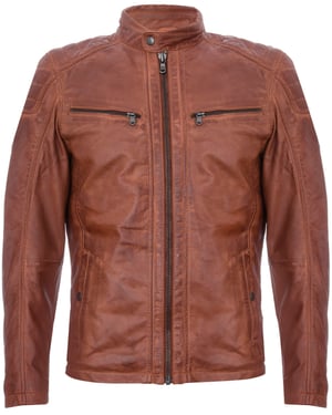 Vintage-gesteppte Racing-Bikerjacke aus marineblauem Leder mit Reißverschluss
