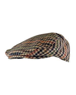 Herren traditionell überprüft Tweed flache Kappe | Socke Snob | Newsboy Style - GL228 Beige / Rot
