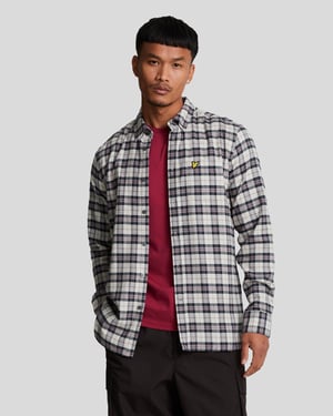 Lyle & Scott Kariertes Flanell-Langarmhemd in Marineblau