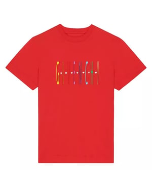 Rotes T-Shirt mit schmaler Passform und Herz-Logo von Givenchy