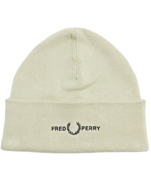 Fred Perry Graphic Logo Light Oyster Cream Beanie