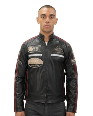 Herren Racing Leder Bikerjacke-Portland