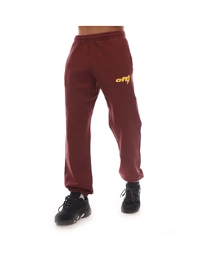 Jogginghose aus gebürsteter Baumwolle mit Kordelzug in der Taille in Burgunderrot