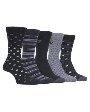 Farah - 5 Pack Herren dünn atmungsaktiv klassische Polka Dot gemusterten weichen Top Baumwolle Kleid Socken - FCS273BLKCHA (Polka Dot)