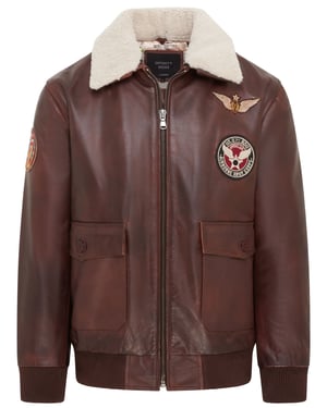 Braune Flieger-Bomberjacke aus Rindsleder für Herren - Akhiok