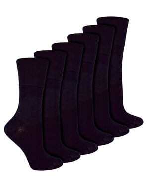 IOMI - 6 Pack Damen Diabetiker Bambus Socken | Extra breite nahtlose lockere nicht elastische Socken für Frauen - Schwarz